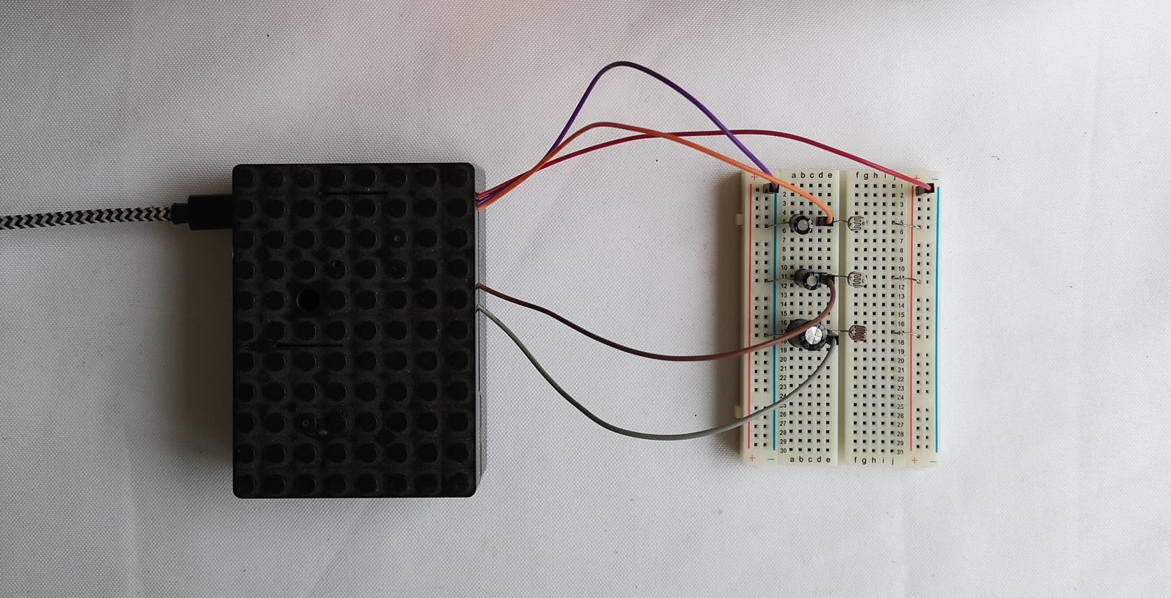 The Raspberry Pi setup and room light sensing circuitry