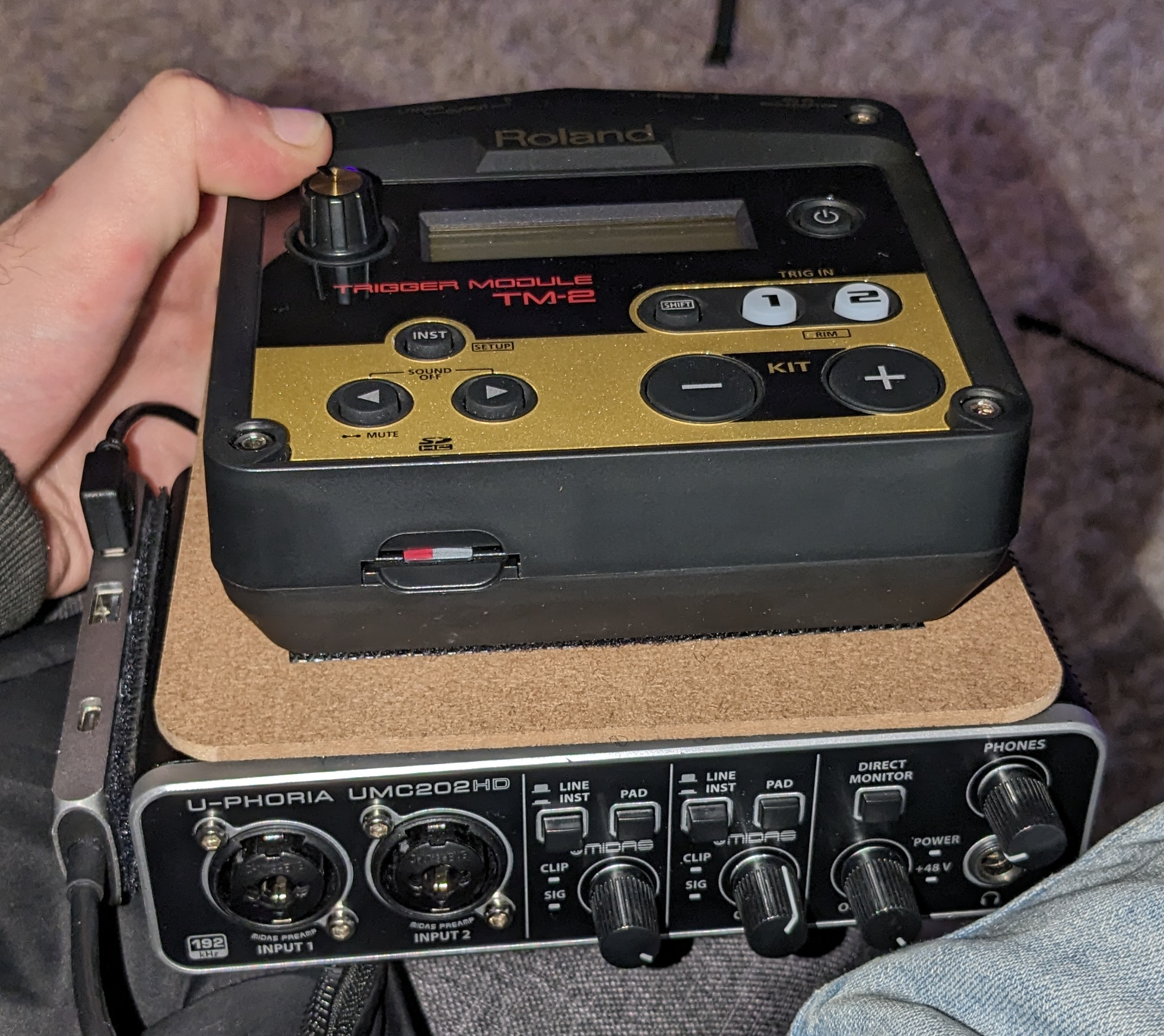 The first compact hybrid drumming setup built around a Roland TM-2 module