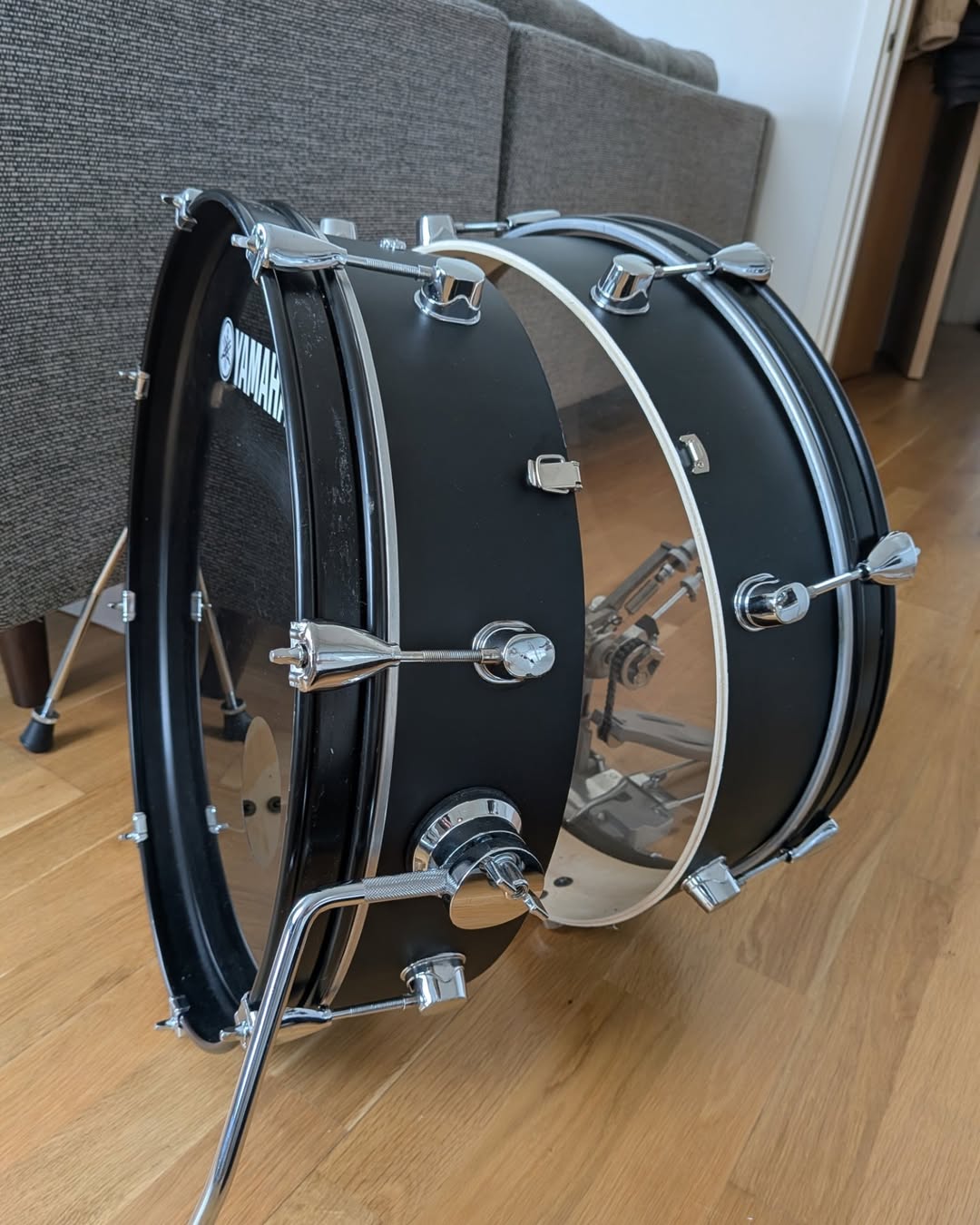 The finished bass drum open