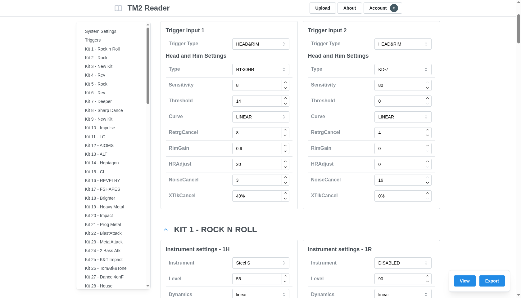 Example page showing TM-2 save file contents displayed in web app, with write functionality enabled.